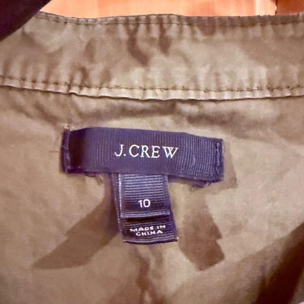 J. Crew Ladies Sz 10 Olive Safari Military‎ Utility Shirt Dress